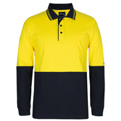 JB's Mens Hi Vis L/S Cotton Polo